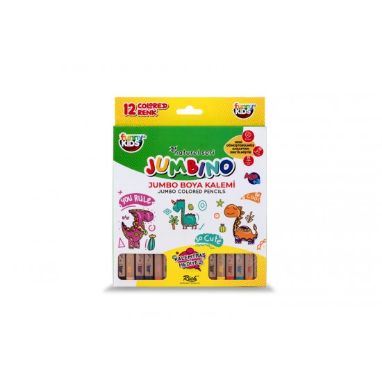 FUNNY KIDS JUMBİNO 12 RENK JUMBO BOYA KALEMİ 