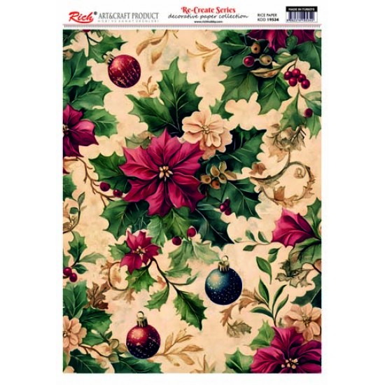 RE-CREATE PİRİNÇ DEKOPAJ KAĞIDI YILBAŞI 2024