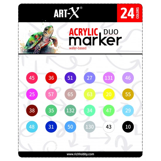 ART-X AKRİLİK MARKER ÇİFT TARAFLI PROFESYONEL KALEM SETİ  24Lİ