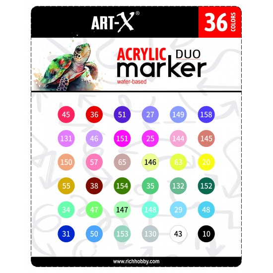 ART-X AKRİLİK MARKER ÇİFT TARAFLI PROFESYONEL KALEM SETİ  36Lİ