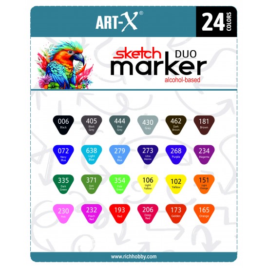 ART-X SKETCH MARKER ÇİFT TARAFLI KALEM SETİ 24'LÜ