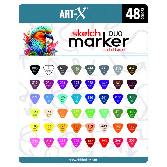 ART-X SKETCH MARKER ÇİFT TARAFLI KALEM SETİ 48'LI